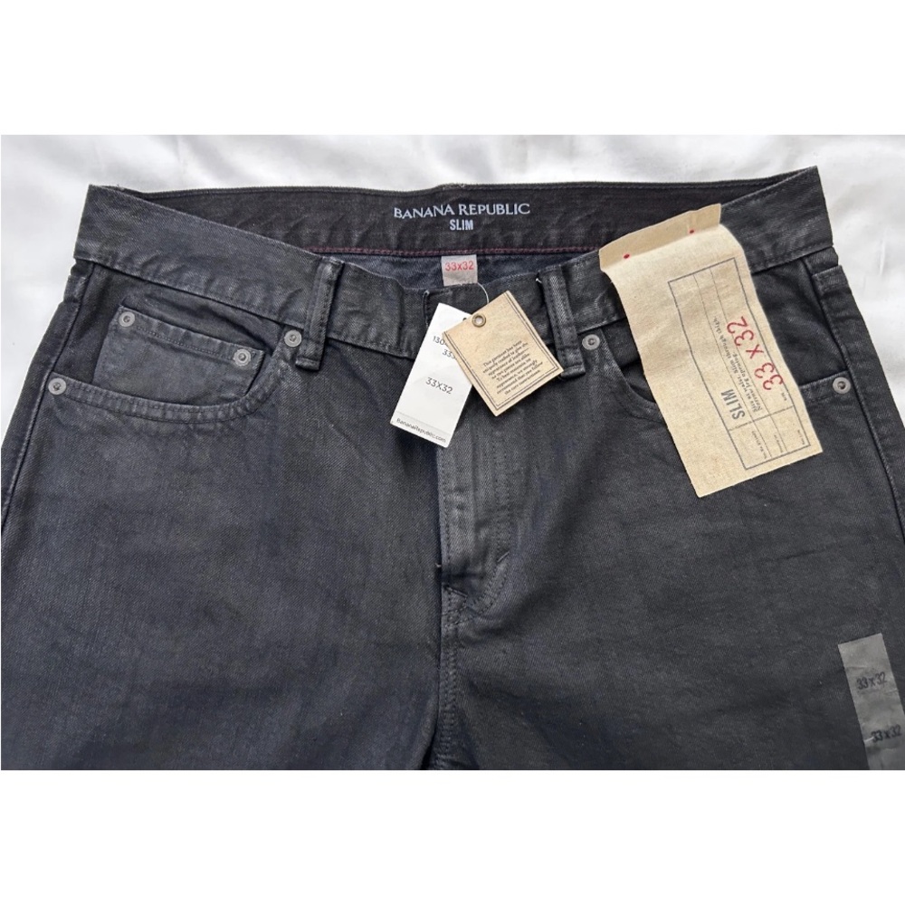Men Dead Stock Banana Republic Slim Black Wash Denim  33x32  Premium Jean